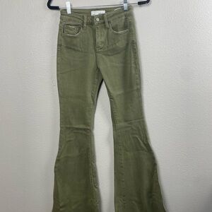 VERVET BY FLYING MONKEY Olive Flare Jeans Womens sz 24